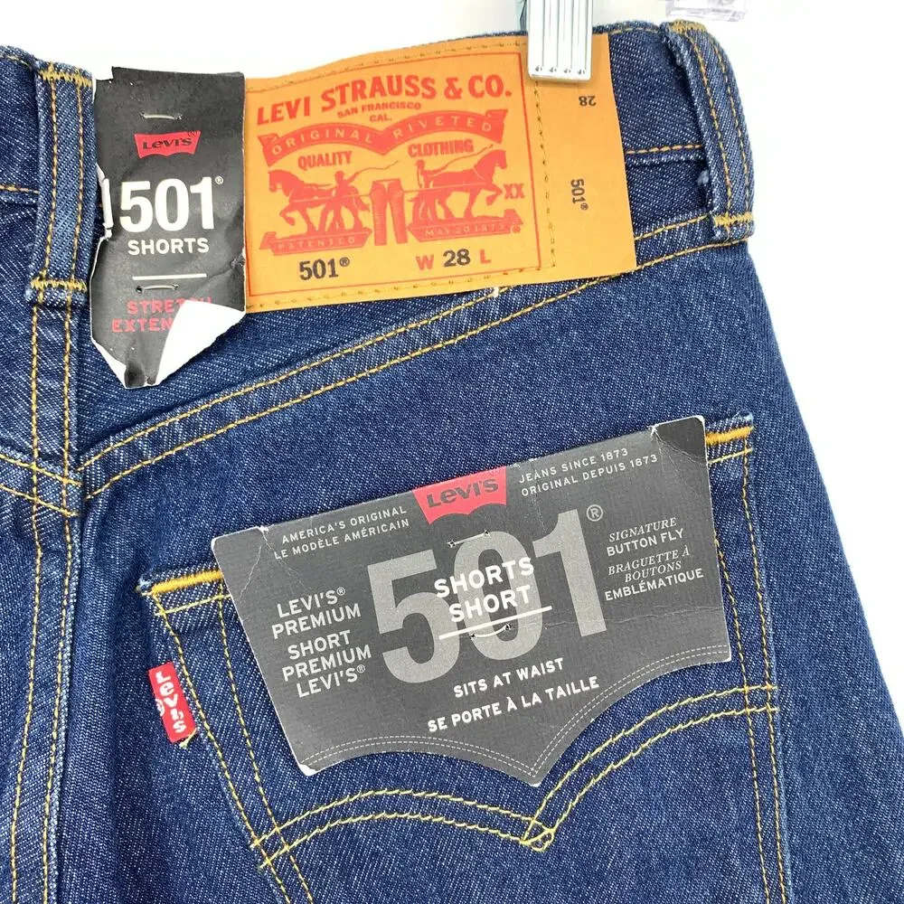 Levis 501 Jean Shorts Womens Size 28 Medium Wash Denim Button Fly NEW